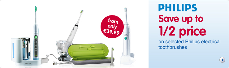 Save up to half price on selected Philips electric toothbrushes